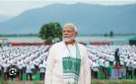 Hon'ble Prime Minister of India Shri  Narendra Modi wears Gamosa of Assam on International  Yoga Day, 2024