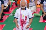 Hon'ble Prime Minister of India Shri  Narendra Modi wears Gamosa of Assam on the event of  International Yoga Day.