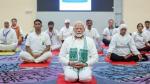Hon'ble Prime Minister of India Shri  Narendra Modi wears Gamosa of Assam on International  Yoga Day, 2024