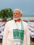 Hon'ble Prime Minister of India Shri  Narendra Modi wears Gamosa of Assam on International  Yoga Day, 2024.